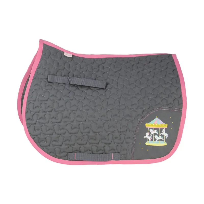  Little Rider Merry Go Round Saddle Pad - Grey/Pink