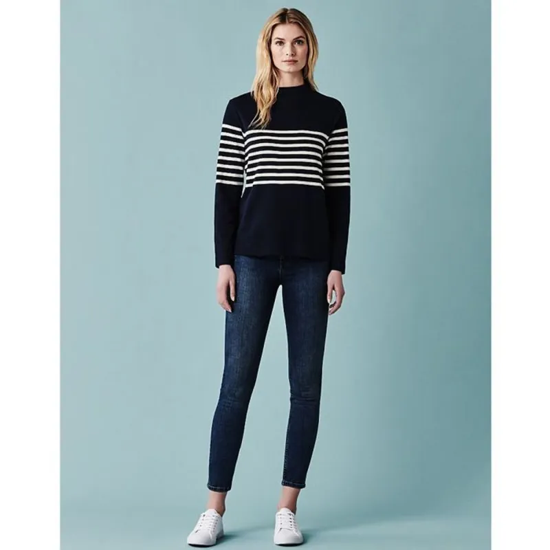 Crew Clothing Ladies Funnel Neck Sweatshirt  - Navy/White