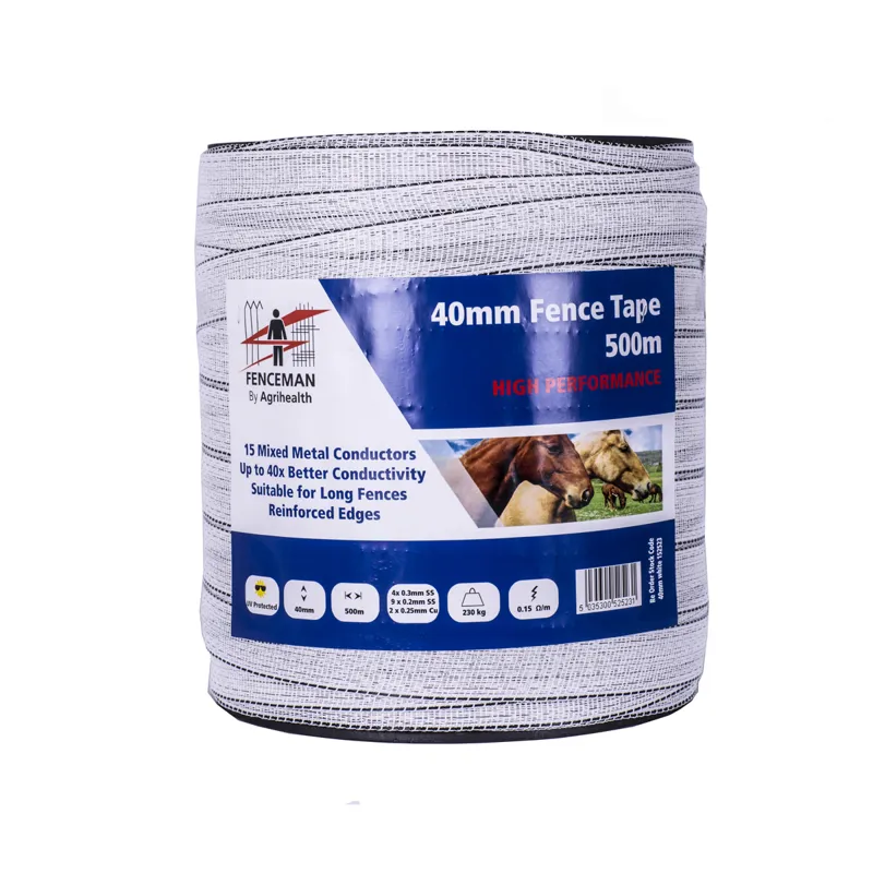 Fenceman High Performance Tape - White - 40mm x 500m