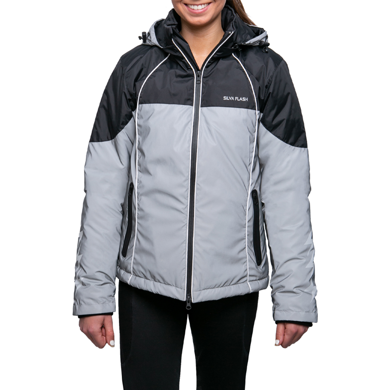 Silva Flash Waterproof Duo Padded Jacket by Hy Equestrian - Black/Reflective Silver-2