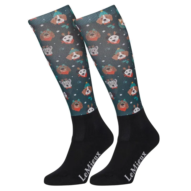 LeMieux Footsie Socks Junior - Christmas Dogs