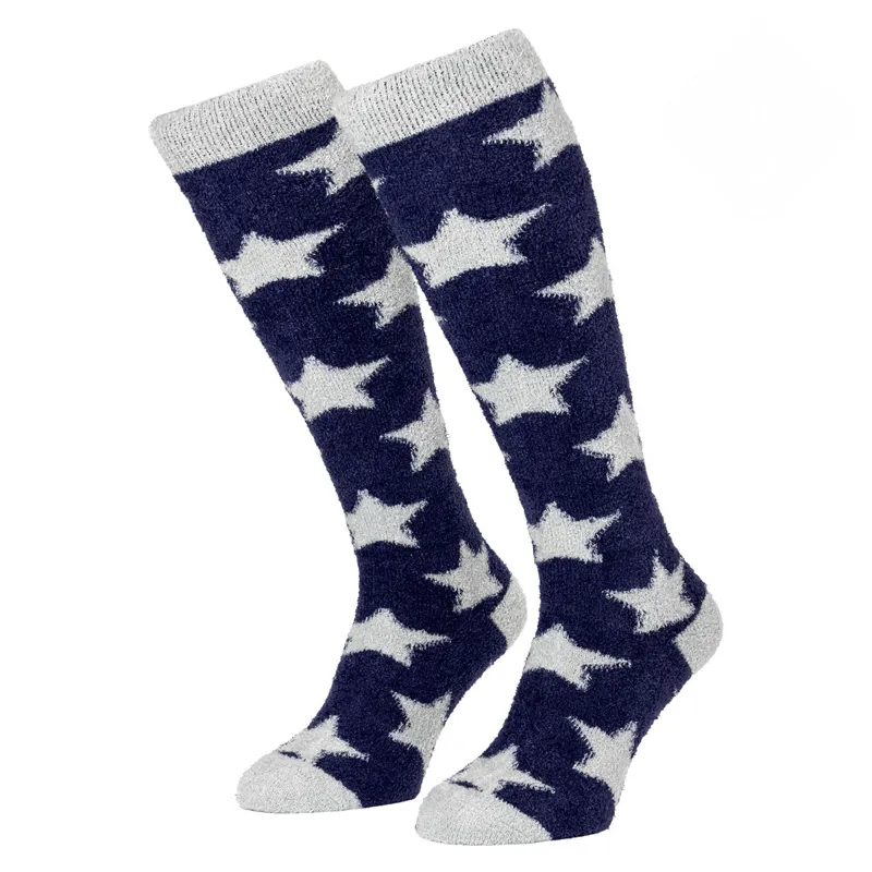 LeMieux Adult Fluffies Star Socks - Navy/Grey