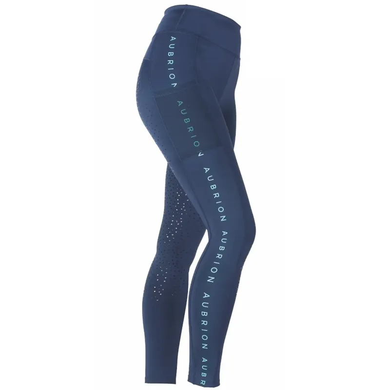 Aubrion Brook Logo Riding Tights - Navy