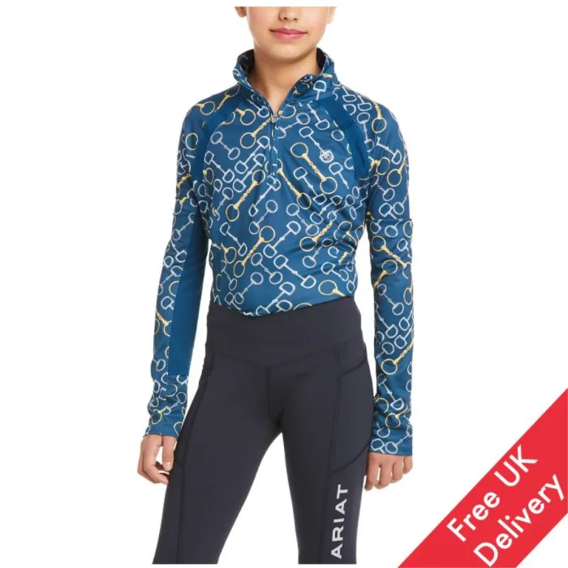 Ariat Youth Sunstopper 2.0 LS Base Layer - Blue Opal Bits 
