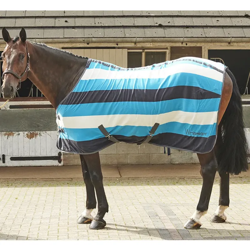 John Whitaker Holywell V2 Stripe Fleece Cooler Rug - Aqua/Grey/Blue
