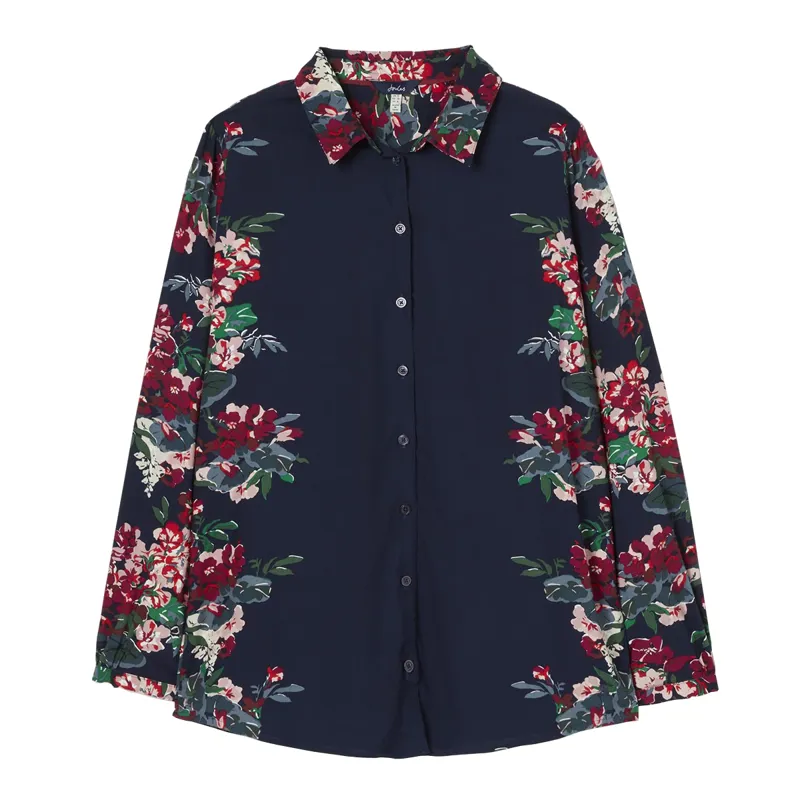 Joules Elvina Button Through Blouse - Navy Border Floral