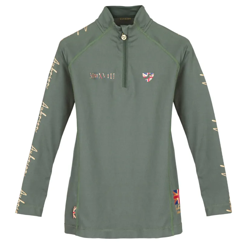 Aubrion Young Rider Team Long Sleeve Base Layer - Khaki