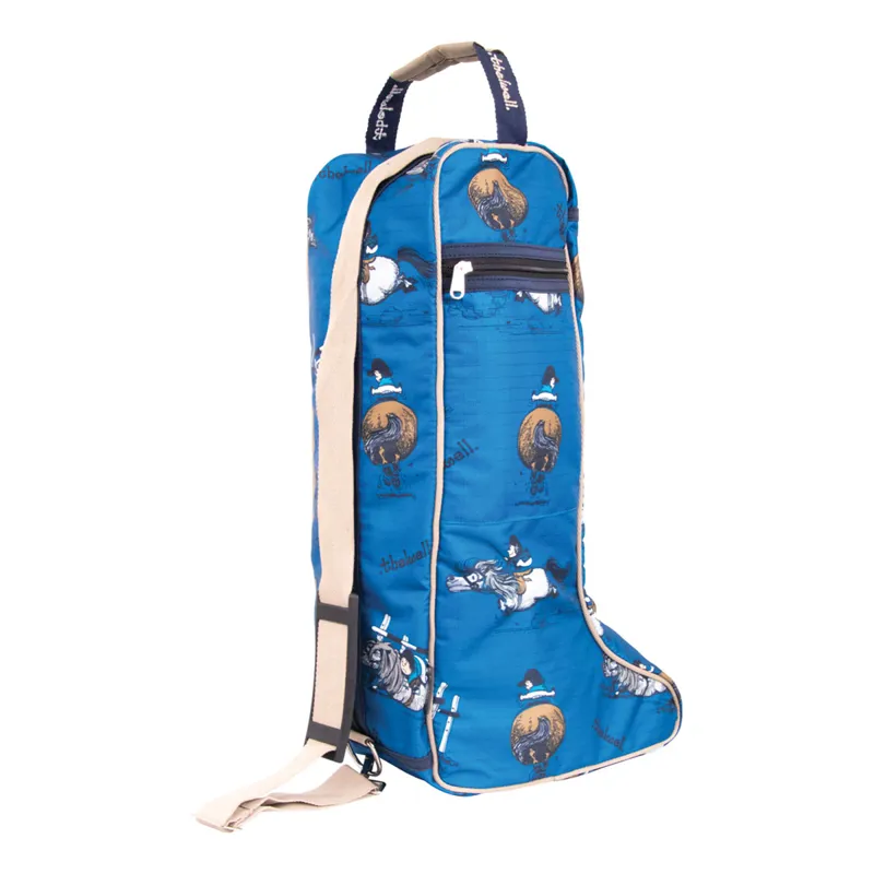 Hy Equestrian Thelwell Collection Jumps Boot Bag - Classic Blue/Taupe/Navy