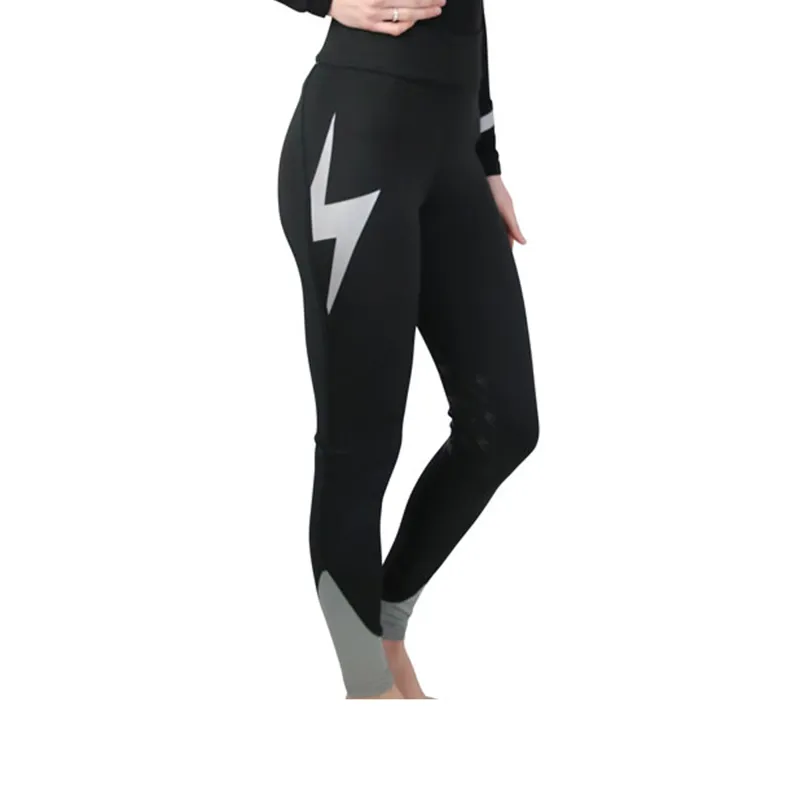 Silva Flash Riding Tights By Hy Equestrian - Black/Reflective Silver
