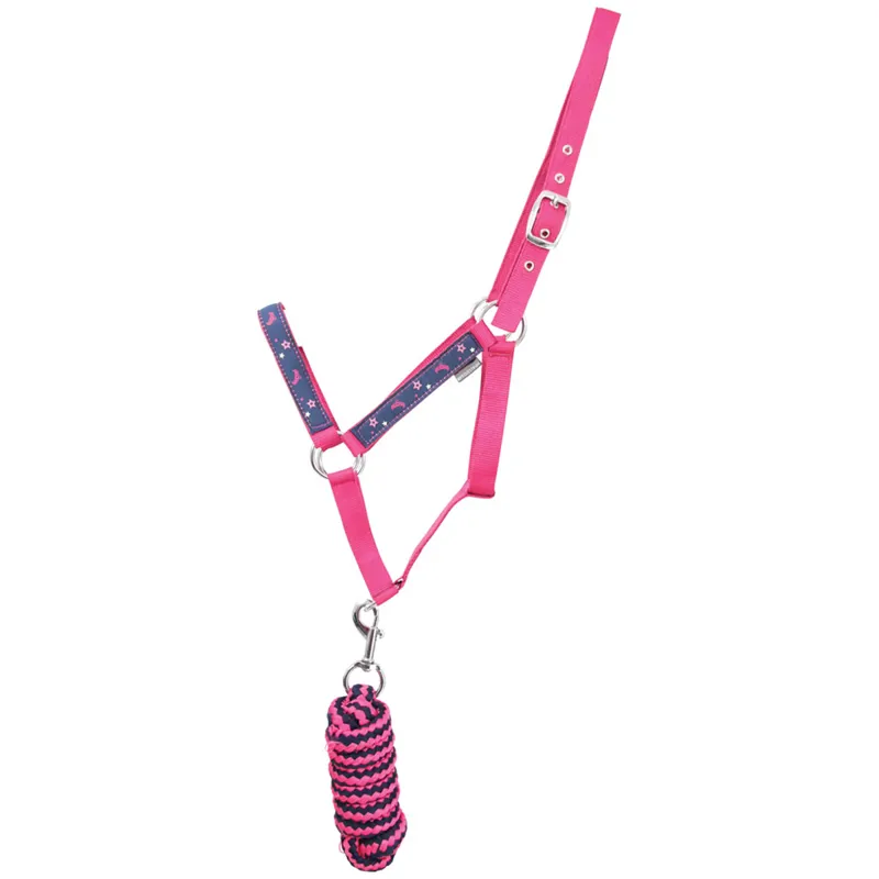 Sabrina Head Collar And Lead Rope Set By Little Rider - Navy/Pink