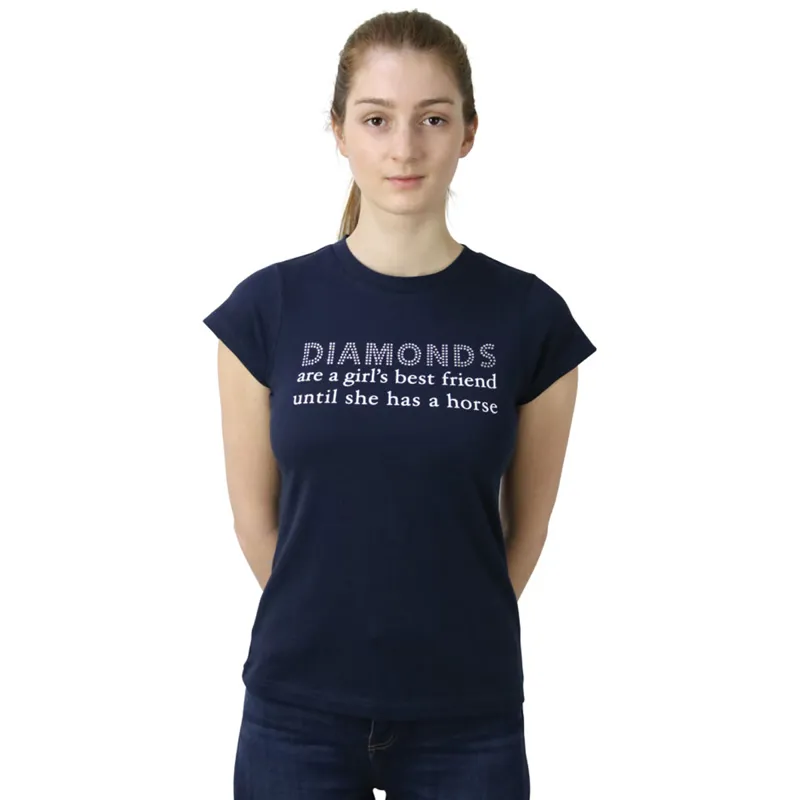 Hy Equestrian Diamonds T-Shirt - Navy