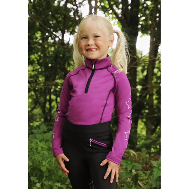 Hy Equestrian Stella Children's Base Layer - Purple/Lilac/Black