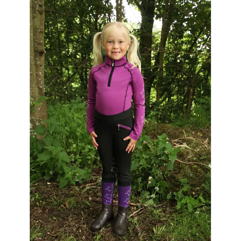Hy Equestrian Stella Children's Base Layer - Purple/Lilac/Black-1