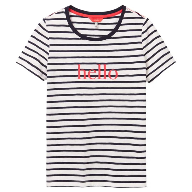 Joules Carley Print Classic T-Shirt - Hello Stripe