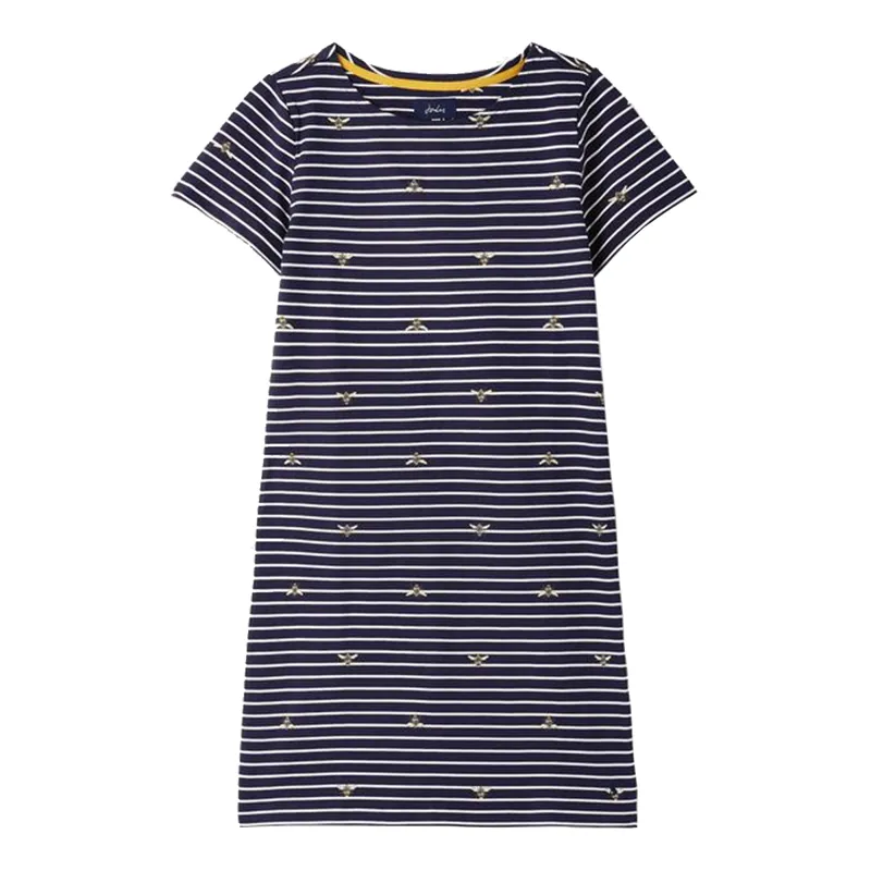 Joules Riviera Printed Short Sleeve Dress - Bee Stripe
