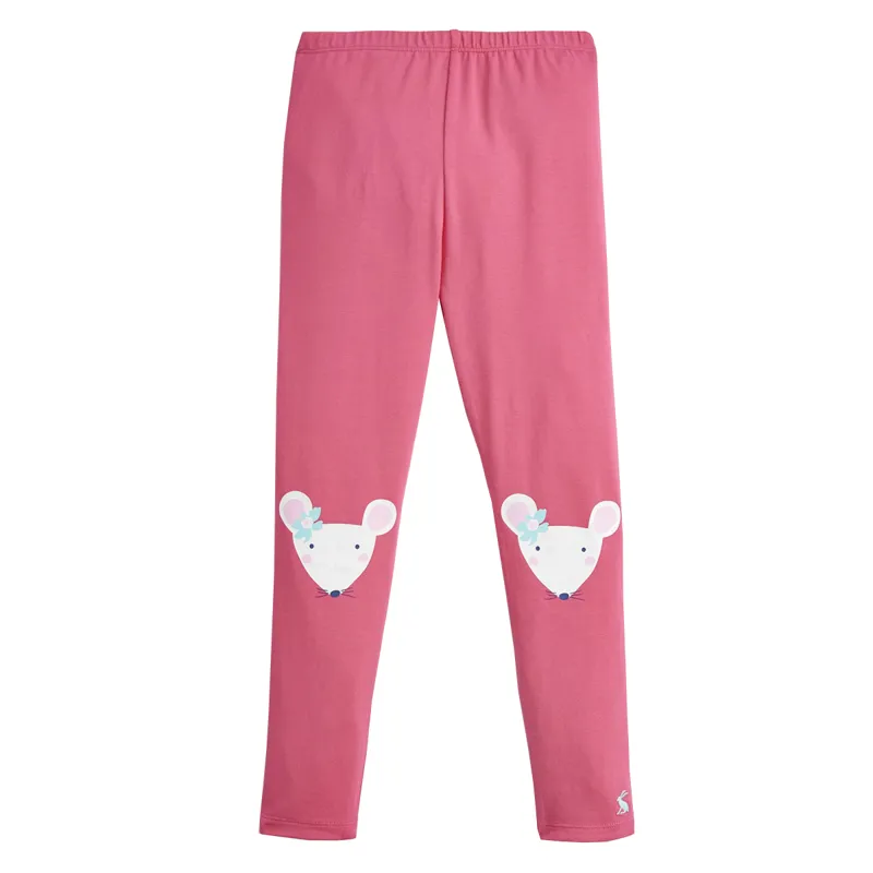 Joules Wilde Jersey Character Leggings - Pink Mouse