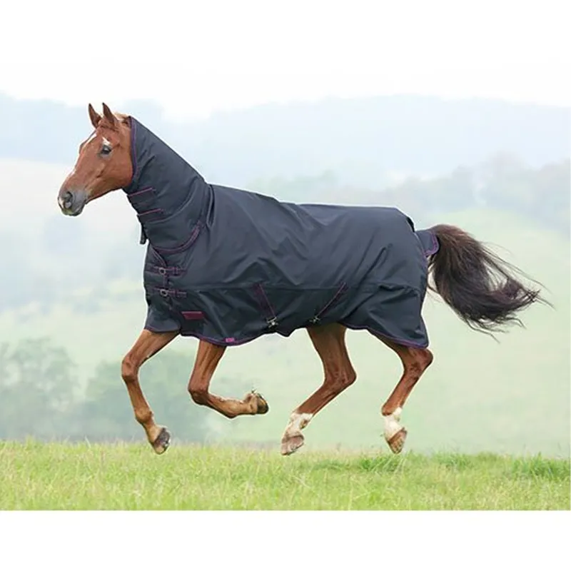 Shires Tempest Plus 300 Turnout Combo Rug - Black/Fuchsia 
