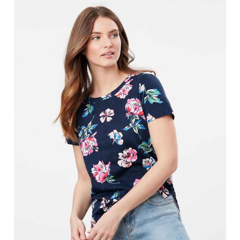 Joules Carley Print Classic Crew T-Shirt - Navy Floral -1