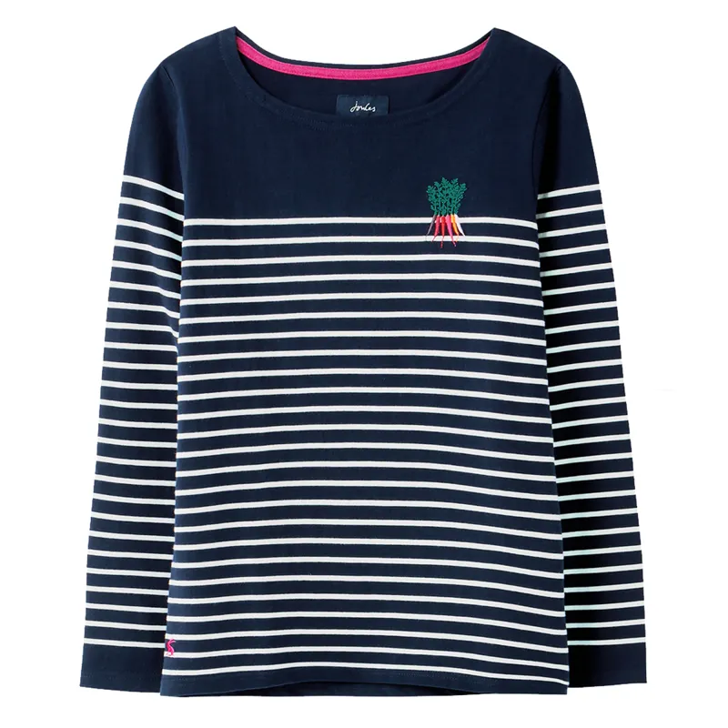 Joules Harbour Long Sleeve Jersey Top - Navy Cream Stripe