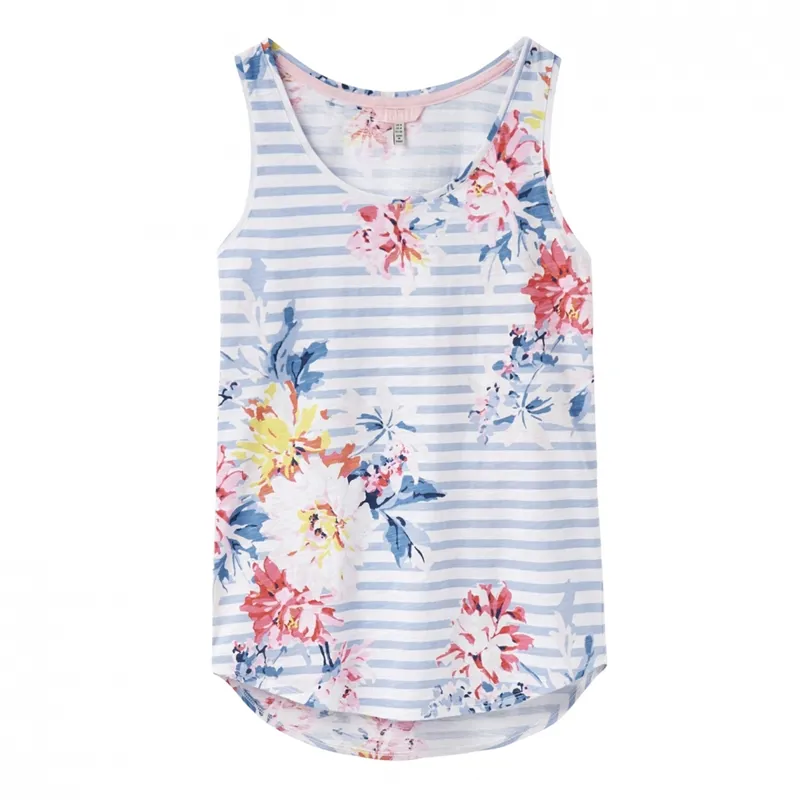 Joules Bo Printed Vest - White Stripe Whitstable Floral