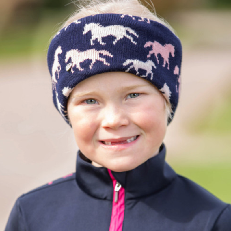 Hy Equestrian Flaine Children's Headband - Navy/Pink-1