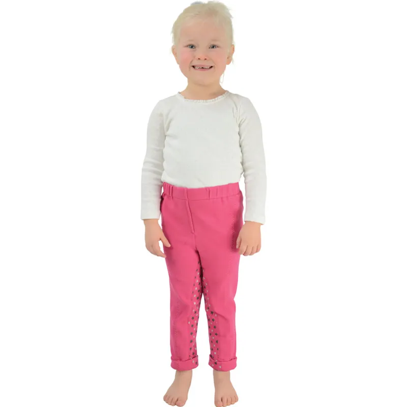 Hy Equestrian Star Tots Jodhpurs - Pink/Grey/Silver Stars