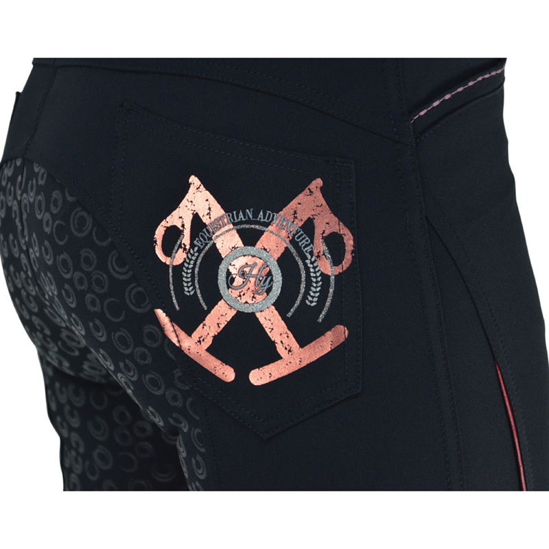 Hy Equestrian Eliza Ladies Breeches - Charcoal/Rose Gold-3