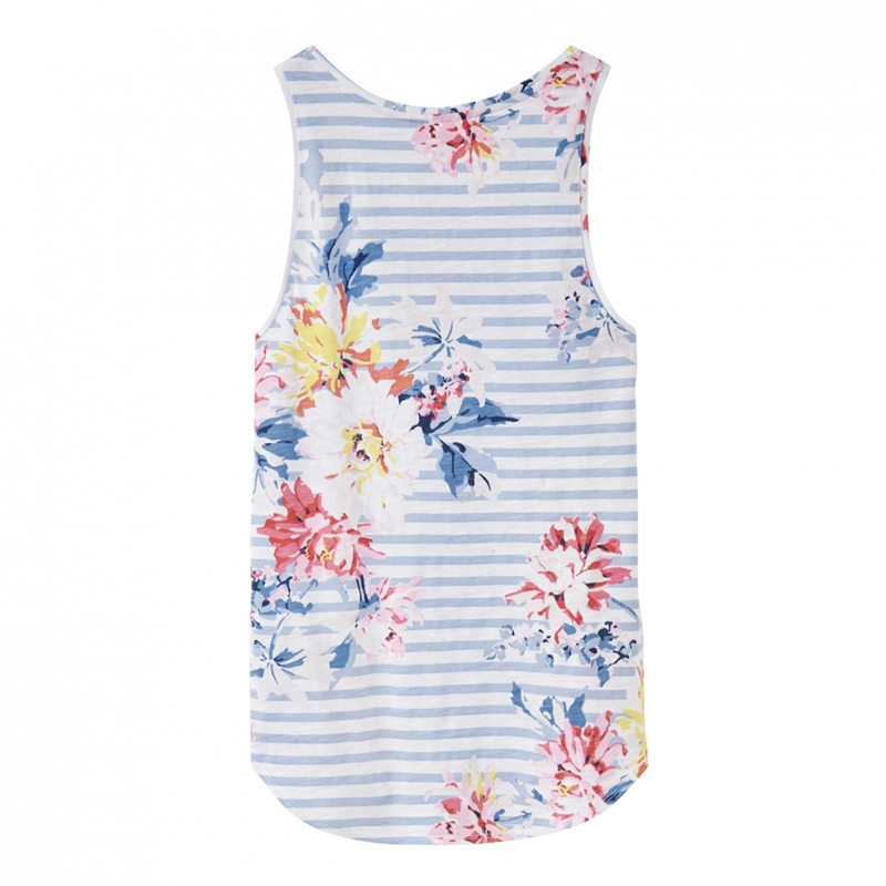 Joules Bo Printed Vest - White Stripe Whitstable Floral-1