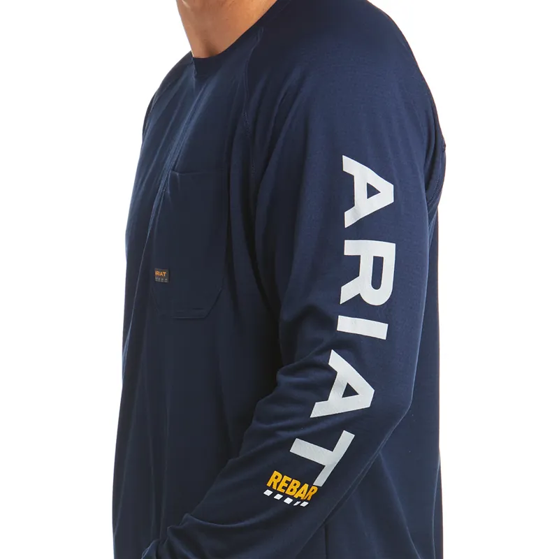 Ariat Men's Rebar Heat Fighter Long Sleeve T-Shirt - Navy-2