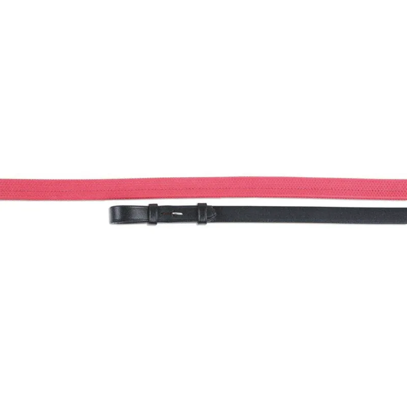 Shires Velociti Nylon Insert Rubber Grip Reins - Black/Pink