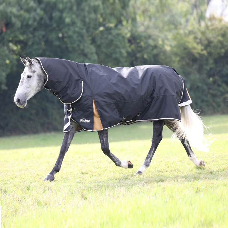 Shires Highlander Plus 200 Combo Turnout Rug - Black-1