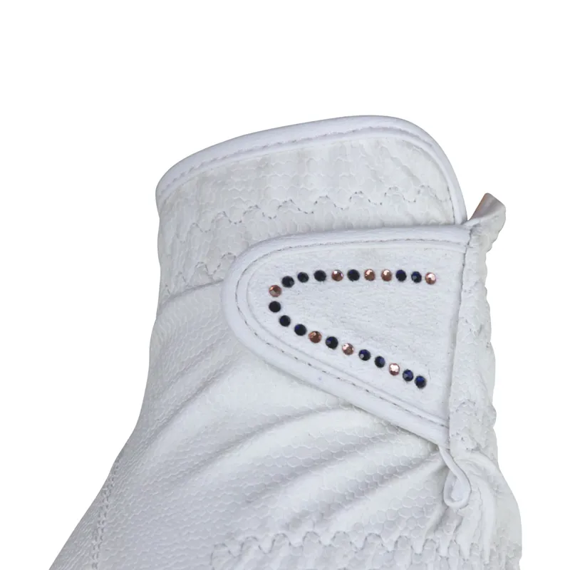 Hy Equestrian Roka Rose Riding Gloves - White-2