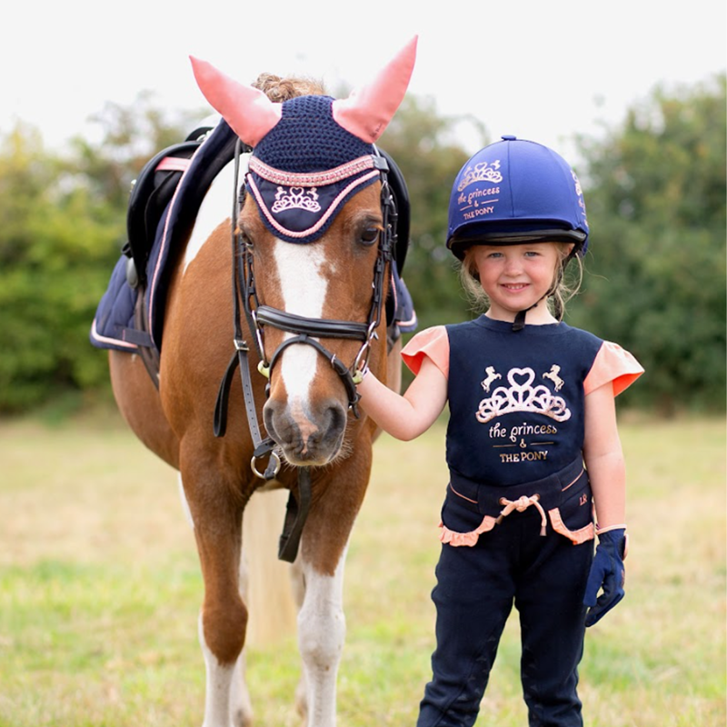 The Princess And The Pony Fly Veil By Little Rider - Navy/Peach-1