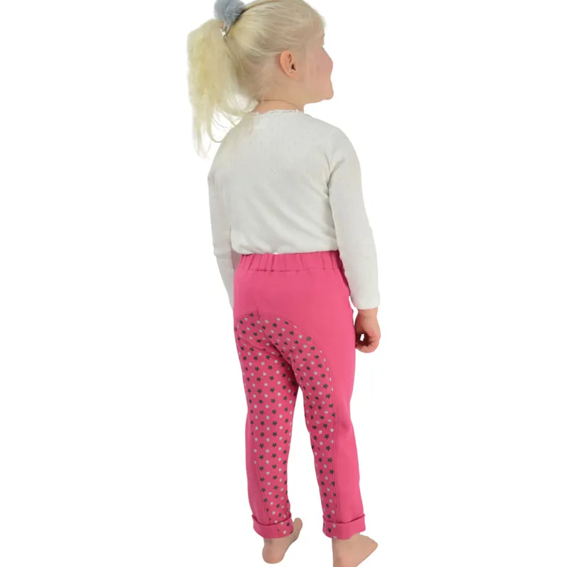 Hy Equestrian Star Tots Jodhpurs - Pink/Grey/Silver Stars-1