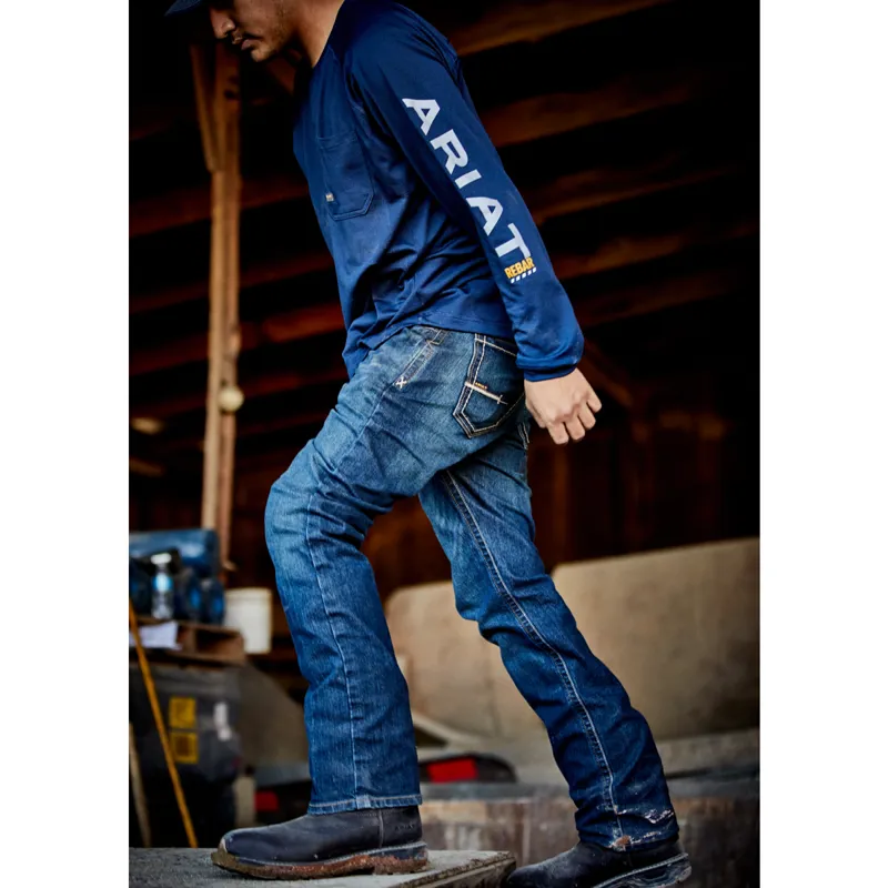 Ariat Men's Rebar Heat Fighter Long Sleeve T-Shirt - Navy-3