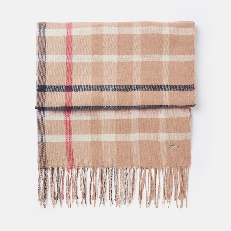 Joules Wetherby Check Scarf - Tan Check-1