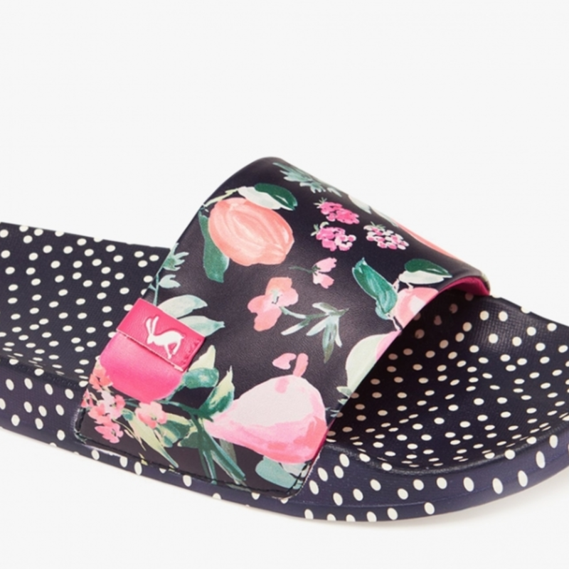 Joules Poolside Printed Sliders - Navy Tutti Fruity-2