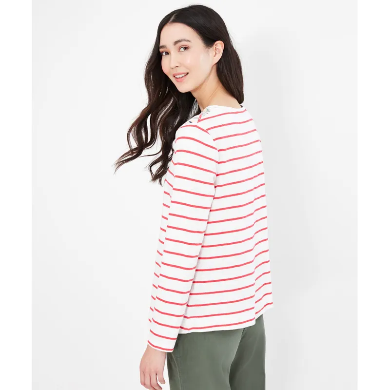 Joules Lottie Print Long Sleeve Classic Crew Top - Pink Floral Stripe-3