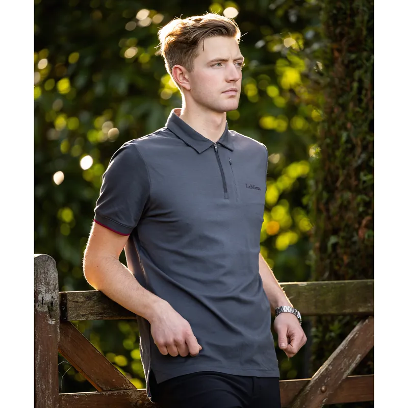 LeMieux Men's Elite Zip Polo Shirt - Charcoal-6