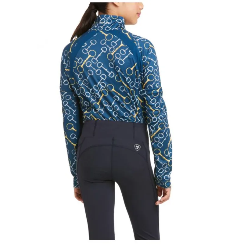 Ariat Youth Sunstopper 2.0 LS Base Layer - Blue Opal Bits -1