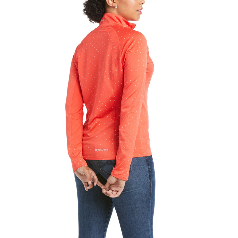Ariat Womens Sunstopper 2.0 LS Base Layer - Cayenne Dot-1