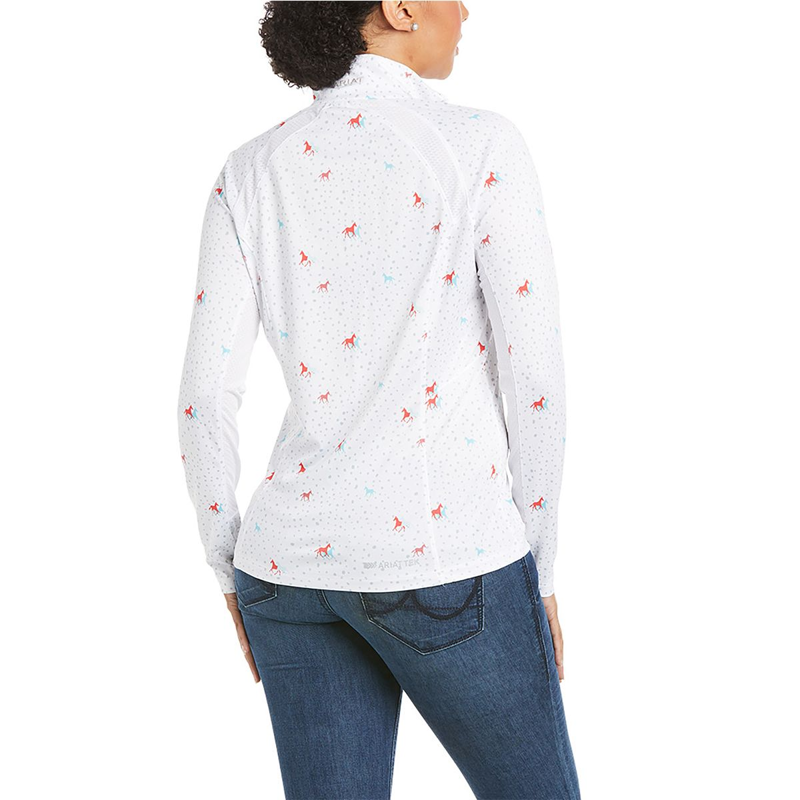 Ariat Womens Sunstopper 2.0 LS Base Layer - Horse and Dots -1