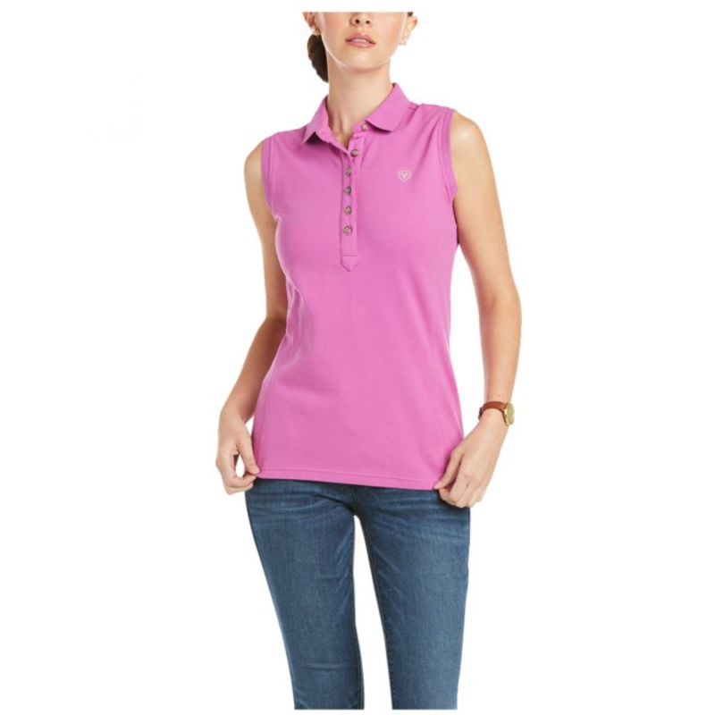 Ariat Womens Prix 2.0 Sleeveless Polo - Meadow Mauve-2