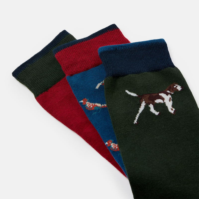 Joules Striking 3 Pack Cotton Socks - Game Animal-1