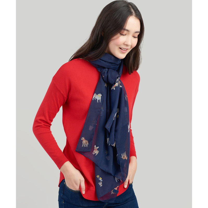 Joules Wensley Printed Scarf - Navy Dogs-1