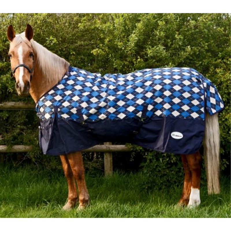 John Whitaker Menston 200g Mediumweight Turnout Rug V2 - Navy Plaid