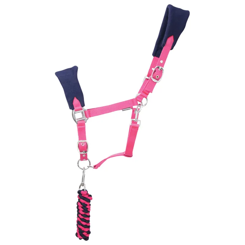 Hy Equestrian DynaMizs Ecliptic Fleece Head Collar And Lead Rope - Navy/Magenta	