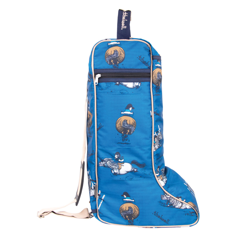 Hy Equestrian Thelwell Collection Jumps Boot Bag - Classic Blue/Taupe/Navy-1
