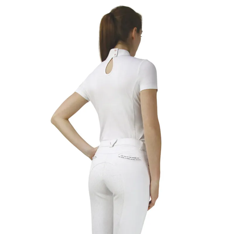 Hy Equestrian Roka Rose Show Shirt - White with Navy/Rose Gold Diamantes-1