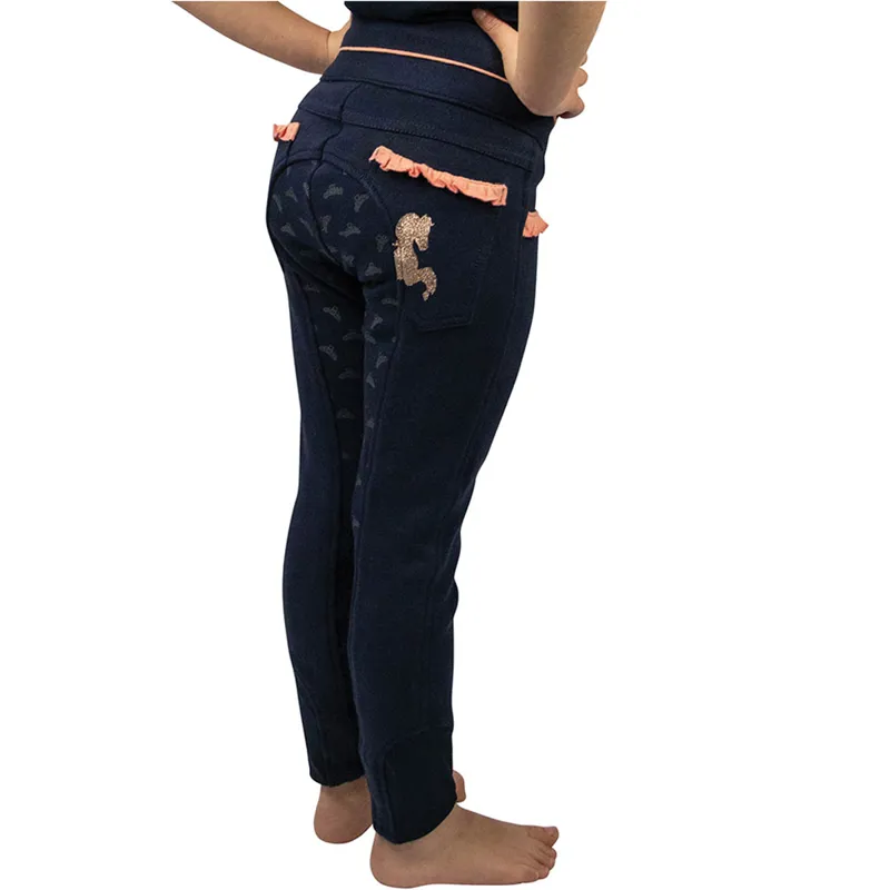 The Princess And The Pony Pull On Jodhpurs By Little Rider - Navy/Peach-1